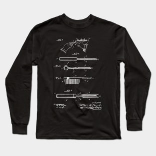 Curling Tongs Vintage Patent Hand Drawing Long Sleeve T-Shirt
